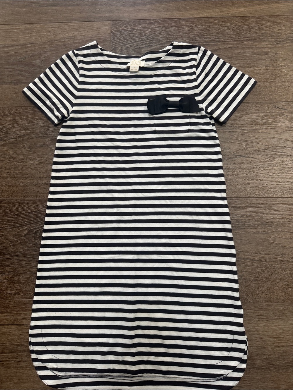 kate spade Black and White Striped Short Sleeve Dress with Bow Accent size 12